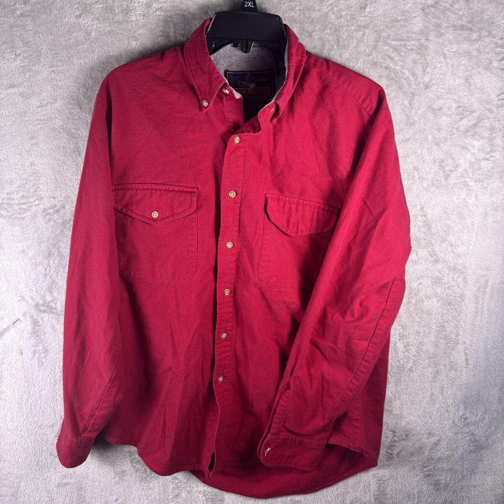 Back Packer Shirt Mens Medium Red Chamois Flannel Cotton Button Down Long Sleeve
